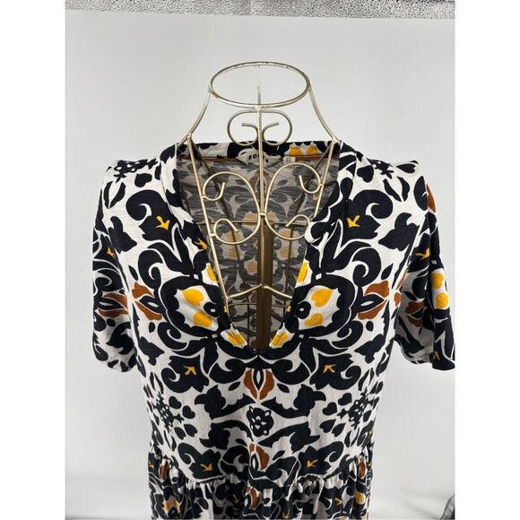 Boden Easy Notch Neck Jersey Dress Size 10L Short Sleeve Black Opulent Pome - Picture 6 of 10